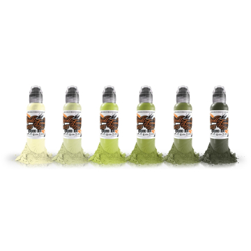 Complete Set of 6 World Famous Ink Vincent Zattera's Rotten Green Set 30ml (1oz)